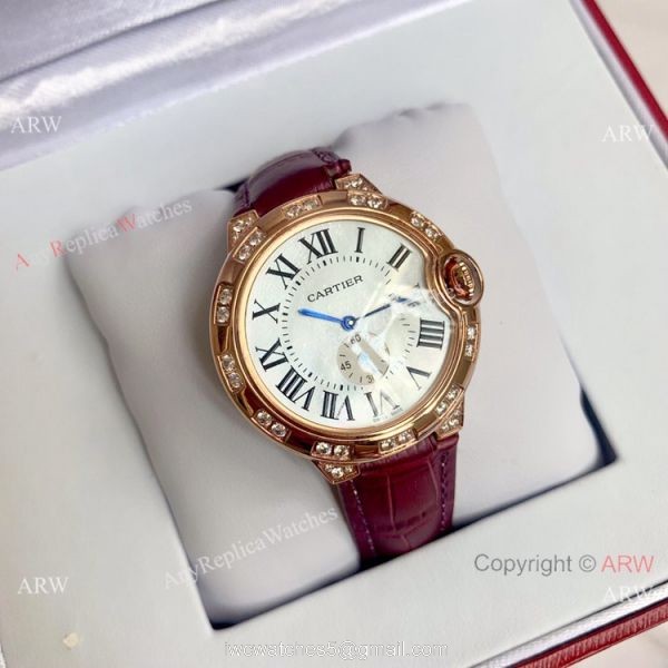 Cartier Ballon Bleu de Rose Gold White MOP Dial Watch 36mm 3