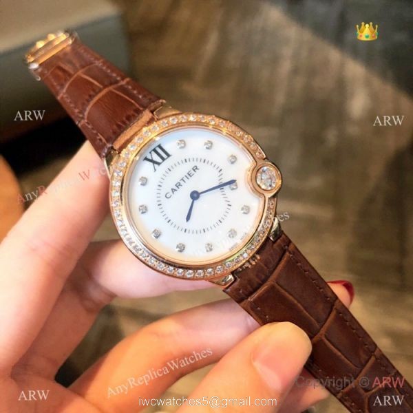 High Quality Cartier White Roman Dial Diamond Watch 36mm 3