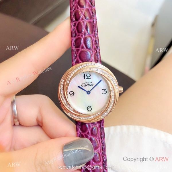Perfect Replica Cartier Rose Gold White MOP Dial Watches For Sale 3