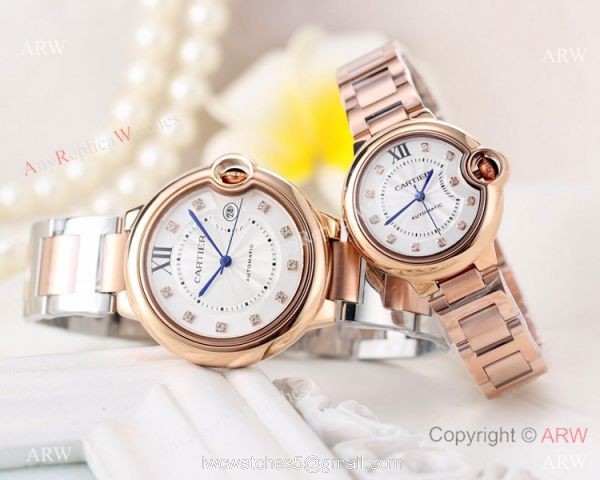 Clone Cartier Ballon Bleu Rose Gold Automatic Watches 42mm or 33mm 3