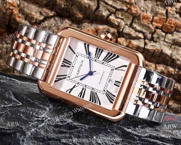 Replica Cartier Tank Solo Stainless Steel Black Roman Dial Watch Automatic 3