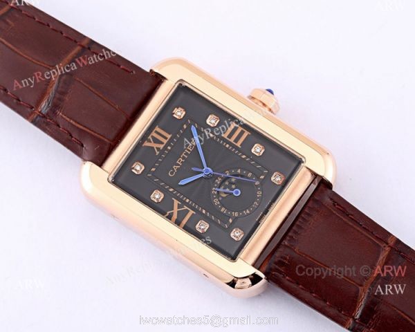 Cartier Tank Solo Moonphase Copy Watch White Dial Black Leather Strap 3