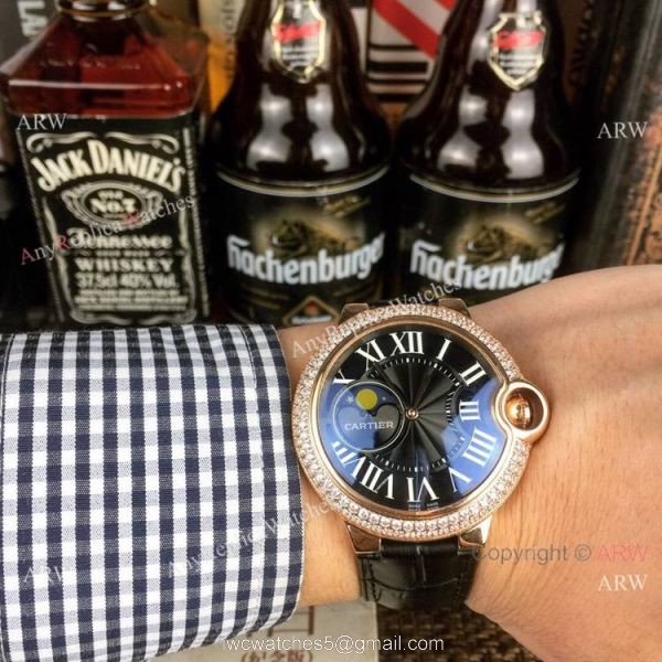 AAA Quality Cartier Ballon Bleu de Moon phase Diamond Copy watch 3