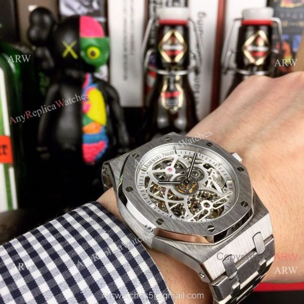 Fake AP Skeleton Royal Oak Stainless Steel 43mm Watch 3