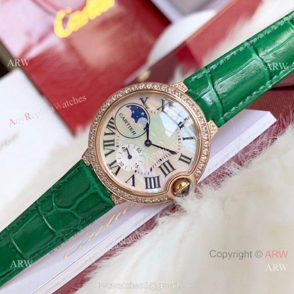 Copy Cartier Ballon Bleu quartz 36mm Watch White CeramicRose Gold Case 3