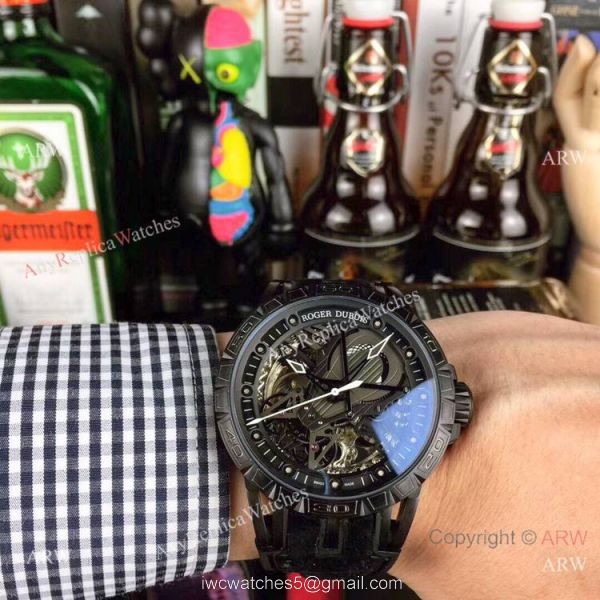Roger Dubuis Excalibur Skeleton Copy Watch Black DLC Case 46mm 3