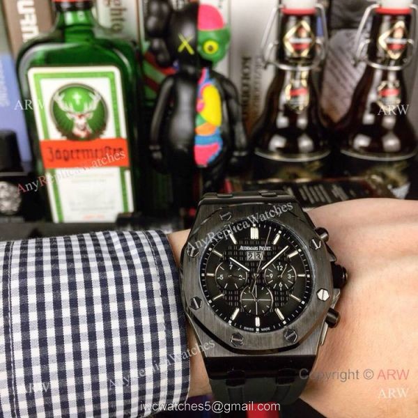 Fake Audemars Piguet Royal Oak Automatic Watch Rose Gold Black Dial 3