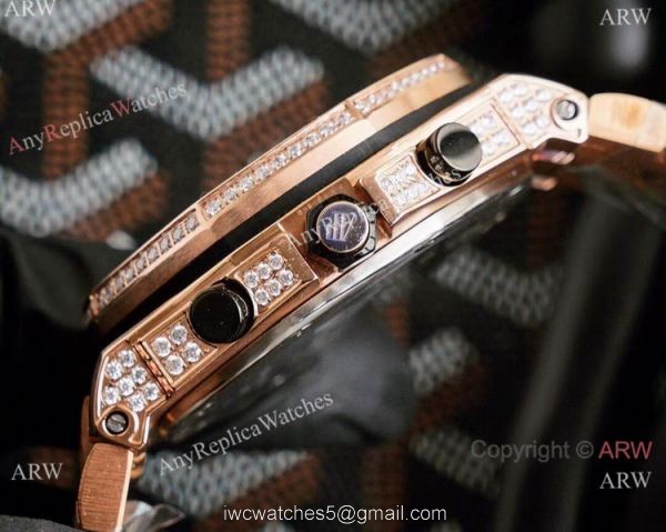 Rose Gold Royal Oak Offshore AP Iced Out Replica Watch for Sale 3
