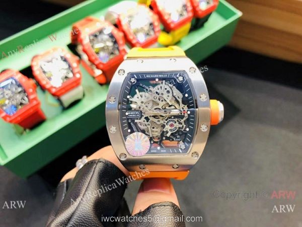 Copy Richard Mille RM035-Americas Watch SS Orange Rubber Band 3