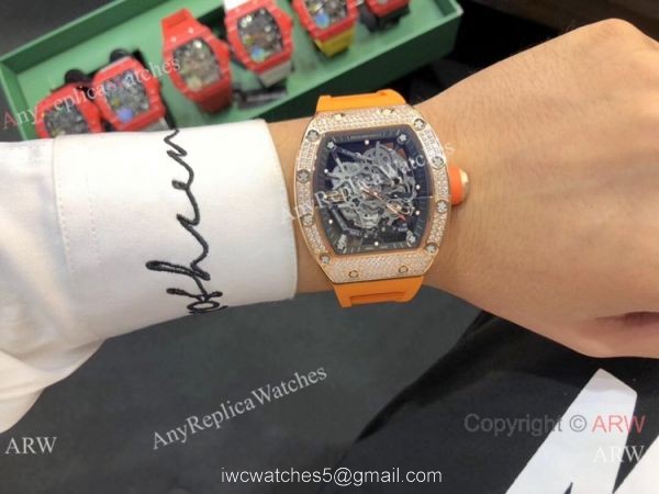Replica Richard Mille RM035-Americas Rose Gold Diamond Watches 3