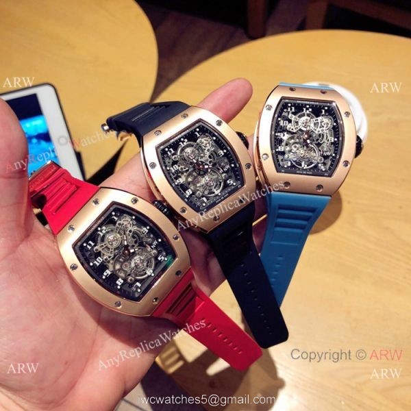 Richard Mille Knock off RM 17-01 Watches Black Case White Rubber Strap 3