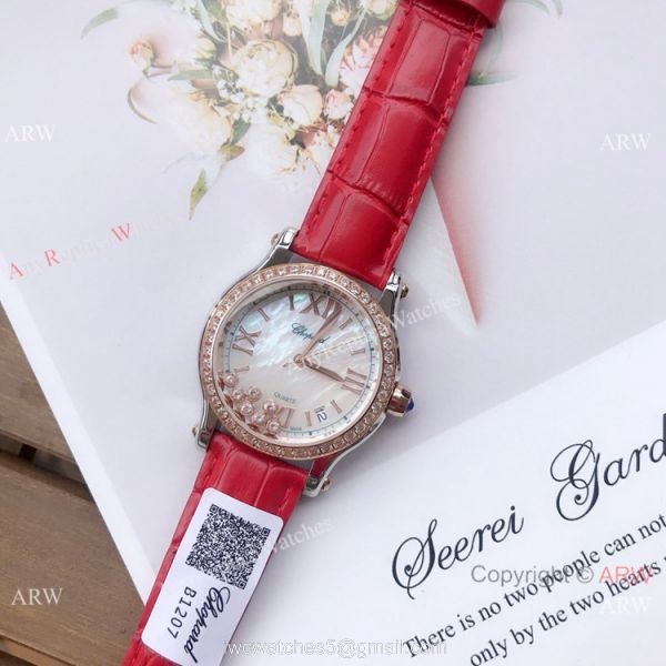 Copy Chopard Happy Sport 36mm Watch SS Diamond White MOP Dial 3