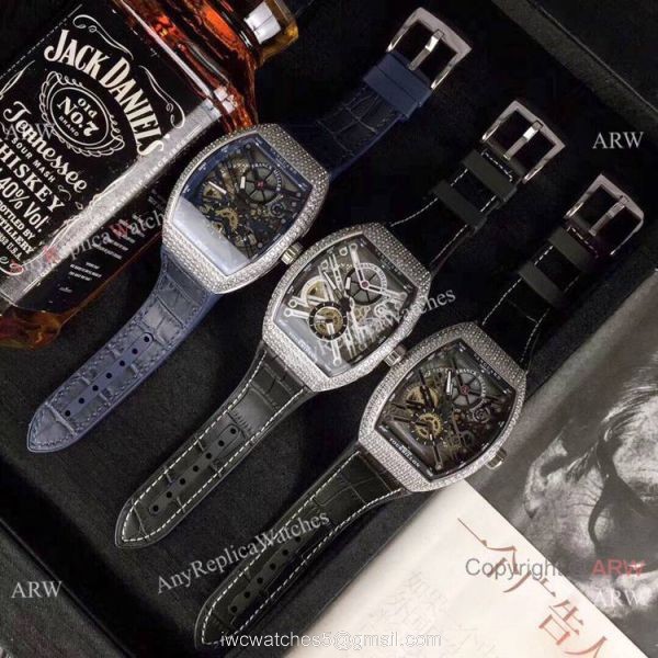 High Quality Franck Muller Vanguard Replica Watch Diamond Case Skeleton Dial 3