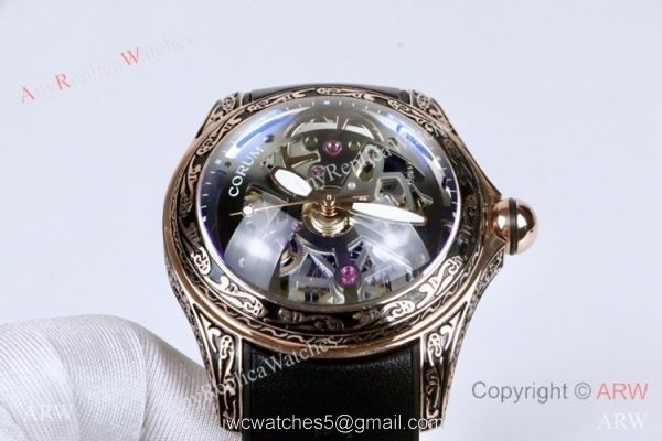 Corum Bubble Squelette &8216;Tattoo Rose Gold Watch Replica Corum Watches 3