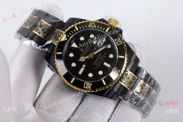 High Quality Rolex Submariner Black Face Two Tone Tattoo Watch 40mm 3