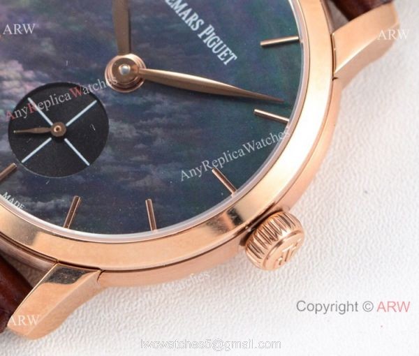 GB Factory replica Audemars Piguet Jules Audemars Rose Gold Black MOP Dial Watch 3