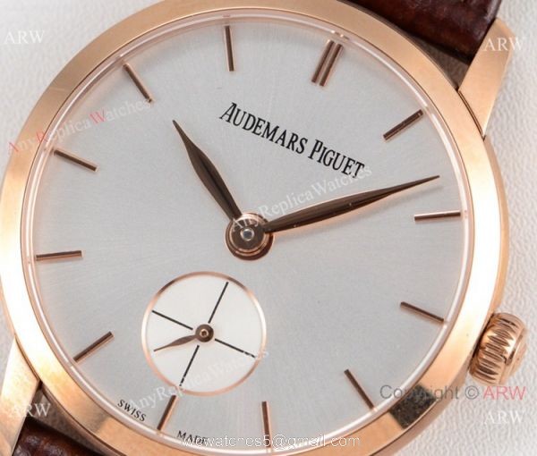 Swiss replica Audemars Piguet Jules Audemars Rose Gold Silver Face Watch GB Factory 3