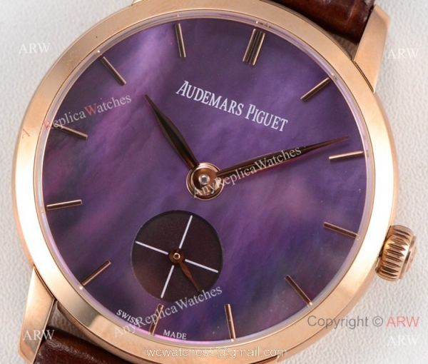Super Clone Audemars Piguet Jules Audemars Swiss 3090 Watch Rose Gold Purple Dial 3