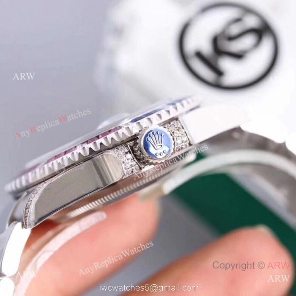 Swiss Grade 1 Copy Rolex GMT Master 2 Rainbow Bezel KSF 316L Stainless Steel Watch 40mm 3