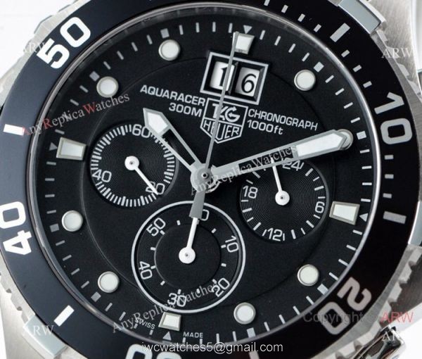 Copy Tag Heuer Aquaracer 300m Stianless Steel Black Bezel Watch SWISS QUARTZ 3