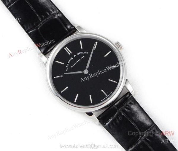 Swiss Grade A.Lange Sohne Saxonia Thin 2892 SS Black Dial Watch Super clone 3