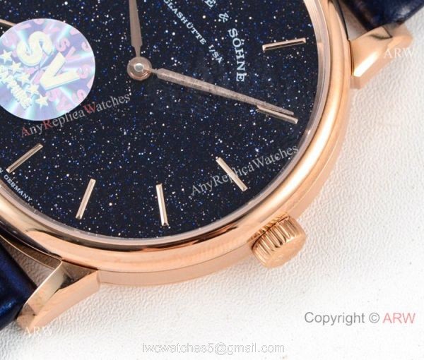 Swiss Grade Copy A.Lange Sohne Saxonia Thin 2892 Watch Rose Gold New Blue Dial 3