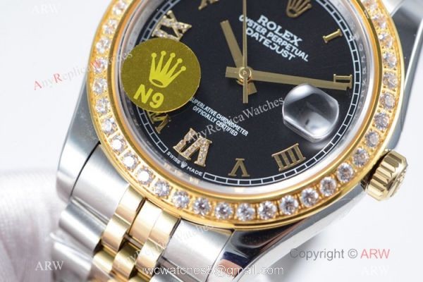 Swiss Grade 1 Rolex Datejust II 904L 2836 Watch 2-Tone Black Roman Dial 3