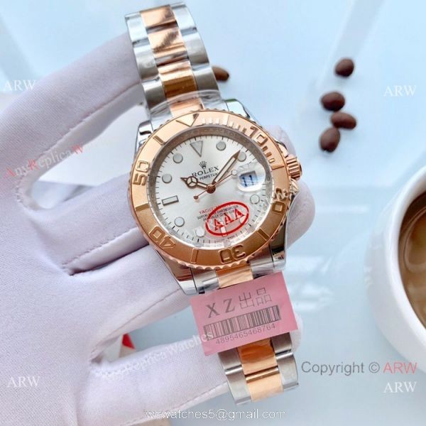 New Rolex Yachtmaster Rose Gold Replica Watch Silver Dial 3