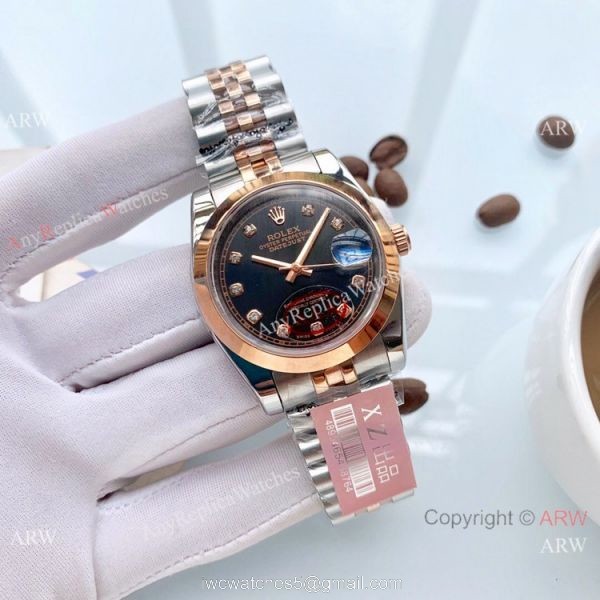 New Style Rolex Oyster Perpetual Datejust 36mm Watch Rose Gold Diamond Dial 3