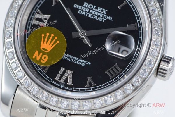 Swiss Rolex Datejust II ETA2836 Watch Black Diamond Dial Rolex Grade 1 Copy 3