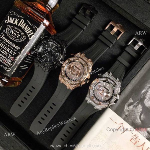 Royal Oak Offshore Diver AP Iced Out Replica Watch Silver Steel Case 3