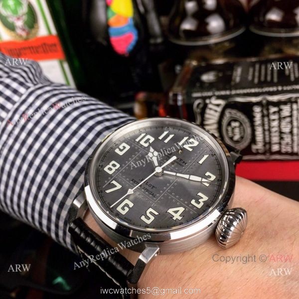 Swiss Quality Replica Zenith Pilot Watch Silver Dial Sapphire Glass 3