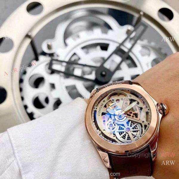 New Replica Corum Watches Corum Bubble Squelette Rose Gold Skeleton Dial 3