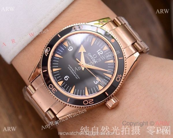 Omega Seamaster 300 Spectre Watch Replica 2-Tone Blue Ceramic 3