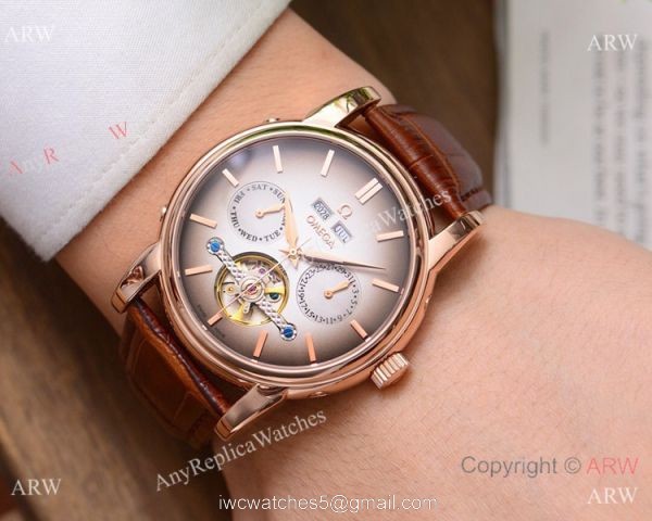 Buy Replica Omega Grand Complications Watches SS Brown Leather Strap 3