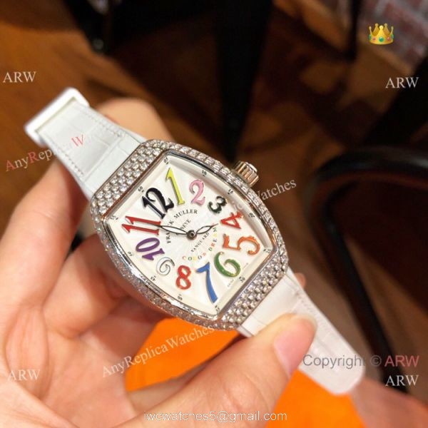 Swiss Quality Franck Muller Vanguard Replica Watch Stainless Steel Diamond 32mm 3