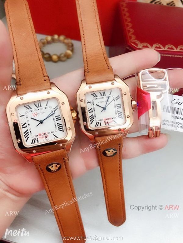 Clone Cartier Santos de Rose Gold Quartz Watch Japan Grade 3