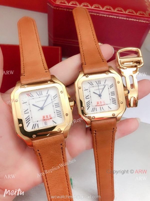 2019 Replica Cartier Santos de Lovers Watch Blue Leather Strap 3