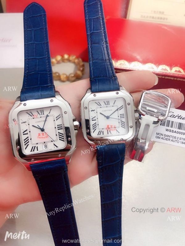 Buy Replica Cartier Santos de SS White Roman Dial Watch Quartz 3