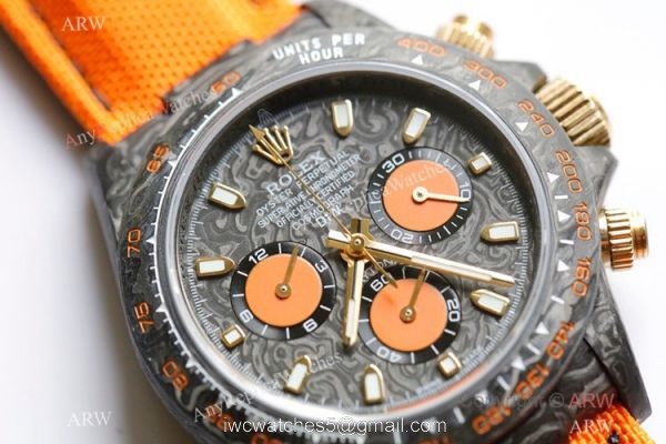 1:1 Best Edition Rolex Daytona Carbon Fiber Orange Rubber Strap Watch 7750 Movement 3