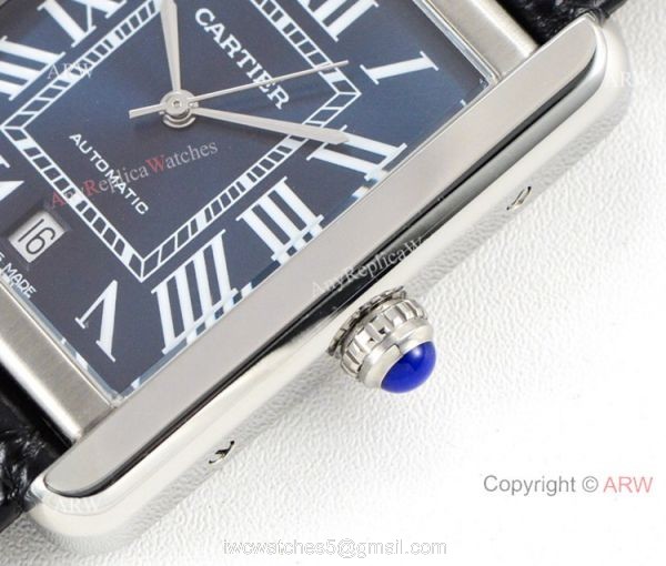(ER) Grade 1A SwissTank Solo Cartier Watch Copy SS Black Roman Face 3
