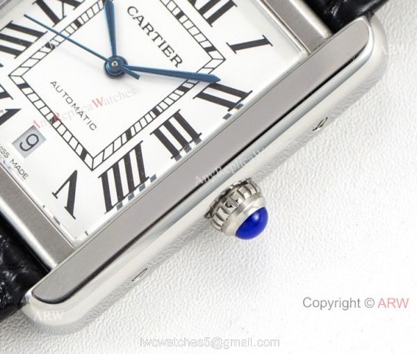 (ER)Swiss replica Cartier Tank Solo Automatic 31mm Watch White Dial Leather Strap 3