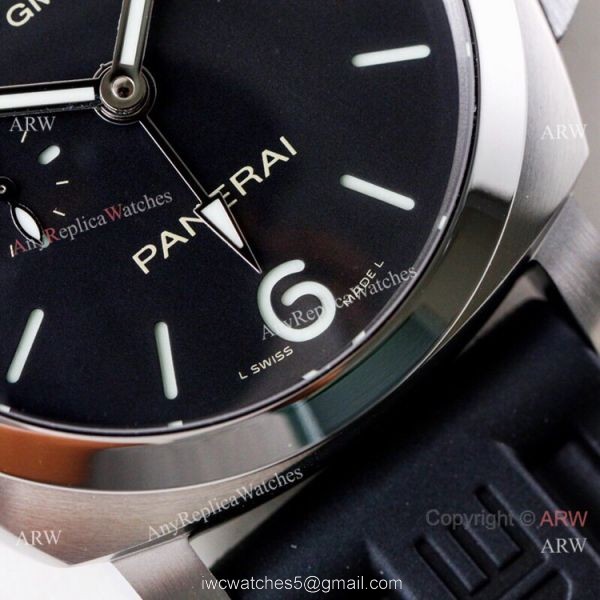 (VS) Super Clone Panerai Luminor 1950 GMT 44mm Watch Black Dial Rubber Strap 3