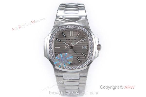 OE Factory Best Replica Patek Philippe 5711 G Nautilus SS Diamond Watches 3