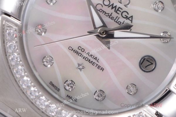Swiss Copy Omega Constellation SS Mother of Pearl Dial Watch 27mm Ladies 3