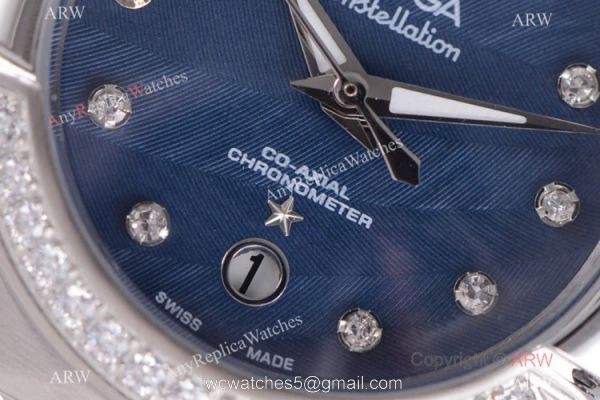 Swiss Grade Omega Constellation 27mm Watch Diamond Bezel Blue MOP Face 3