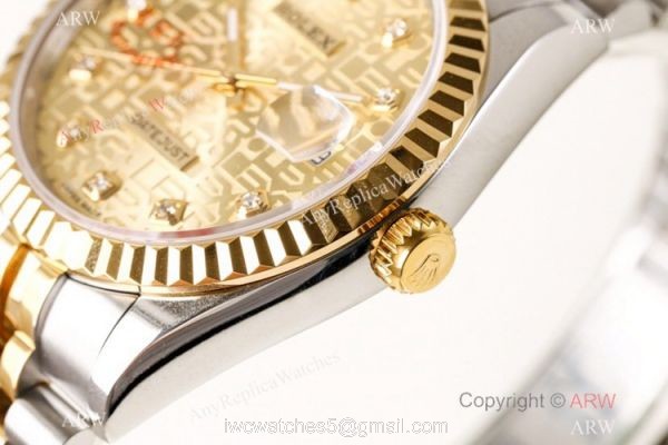 N9 Factory Copy Rolex Datejust Jubilee Gold Micro Face 39mm Watch ETA2836 3