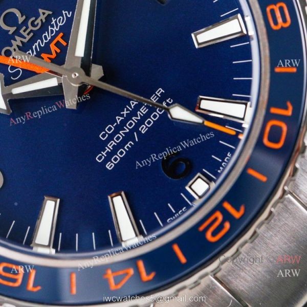 (VS)1:1 Best Omega Seamaster Super Clone watch Planet Ocean GMT Blue Dial Stainless Steel 3