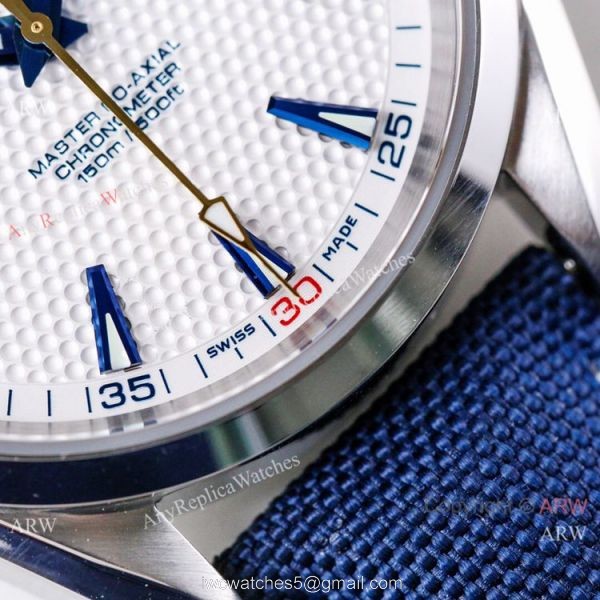 (VS)Swiss Copy OMEGA Seamaster Aqua Terra RYDER CUP Watch Blue Leather Strap 3