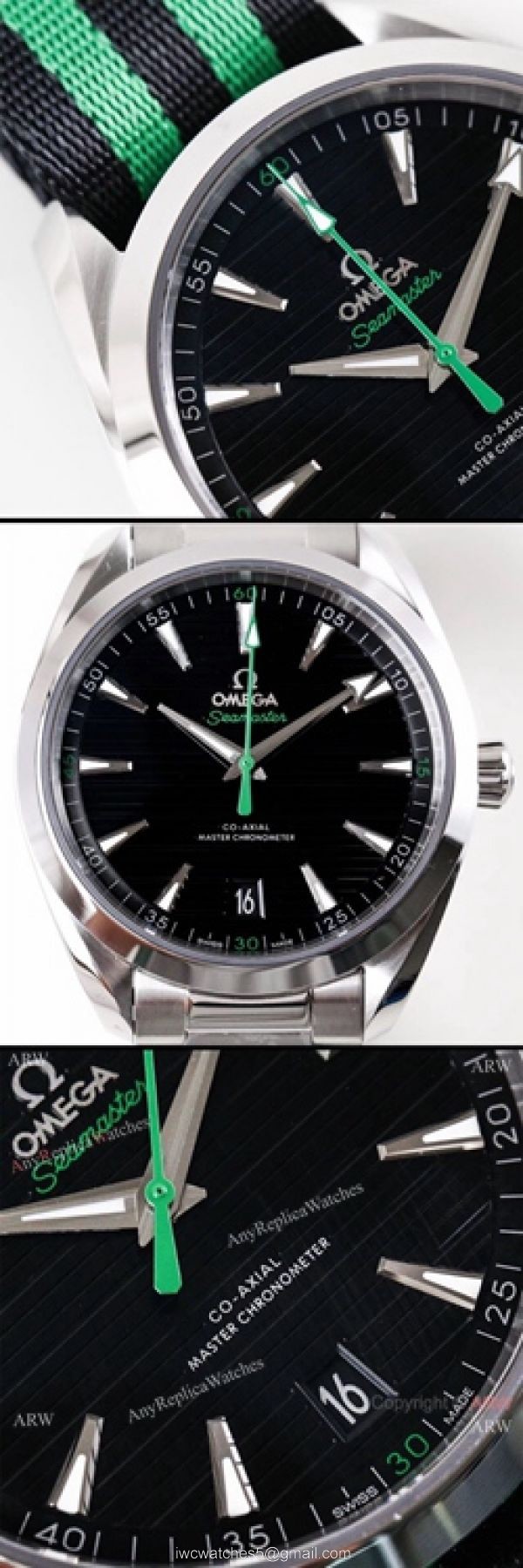 VS Factory Omega Seamaster Aqua Terra Master 150m Replica Watch Black Dial Nato Strap 3
